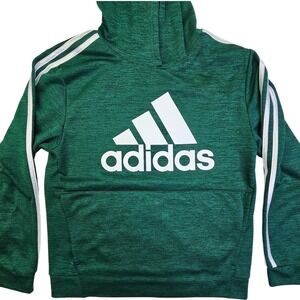 Adidas Boys XL 18/20 Green Heathered Pullover Hoodie 3-Stripe Logo Sweatshirt